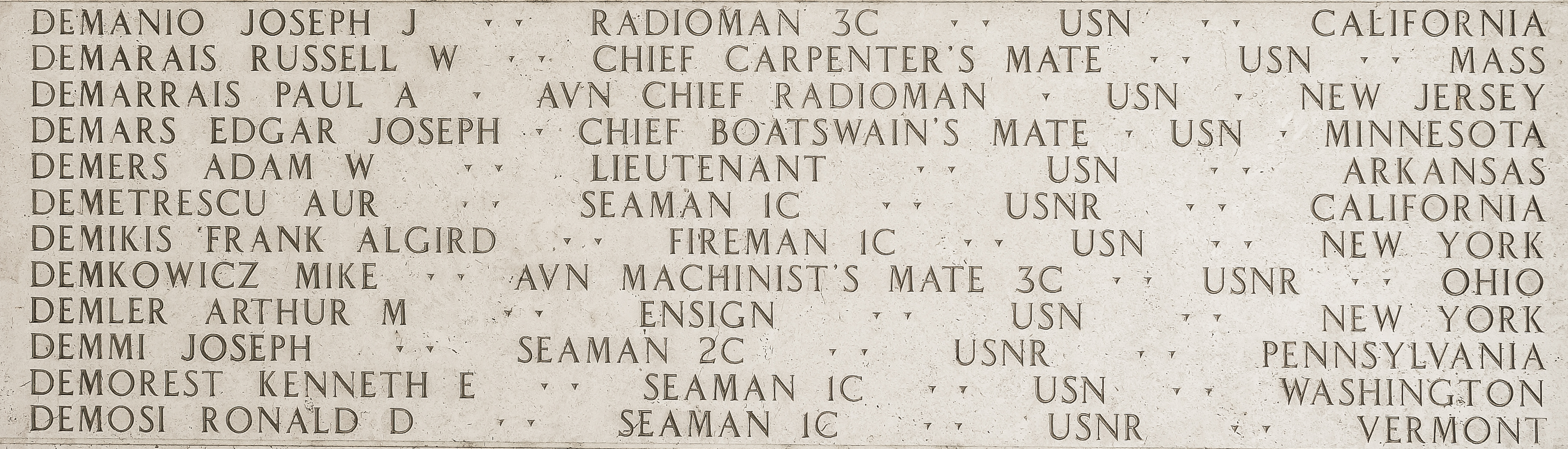 Joseph J. Demanio, Radioman Third Class